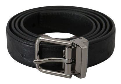 Black Exotic Skin Pattern Silver Buckle Belt-Dolce & Gabbana-LabelTerrace.com