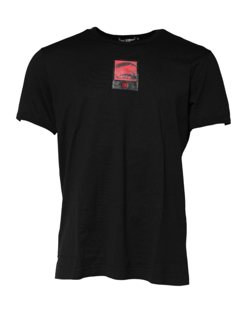 Black Eye Print Cotton Men Crew Neck T-shirt-Dolce & Gabbana-LabelTerrace.com