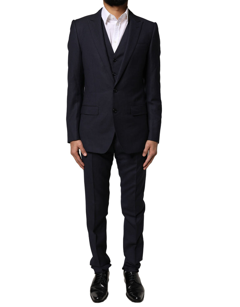 Black Fantasy MARTINI 3 Piece Formal Suit-Dolce & Gabbana-LabelTerrace.com