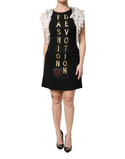 Black Fashion Devotion Embellish Mini Dress-Dolce & Gabbana-LabelTerrace.com