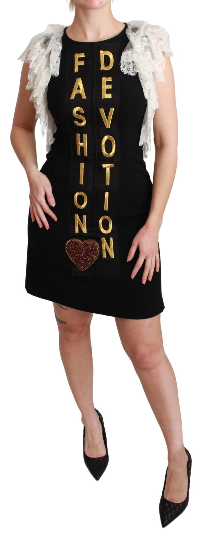 Black Fashion Devotion Sheath Mini Dress-Dolce & Gabbana-LabelTerrace.com
