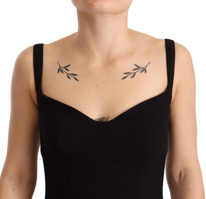 Black Fit Flare Wool Stretch Sheath Dress-Dolce & Gabbana-LabelTerrace.com