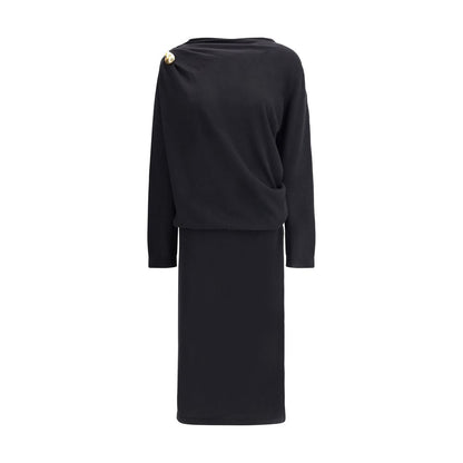 Black Fleece Wool Casual Dress