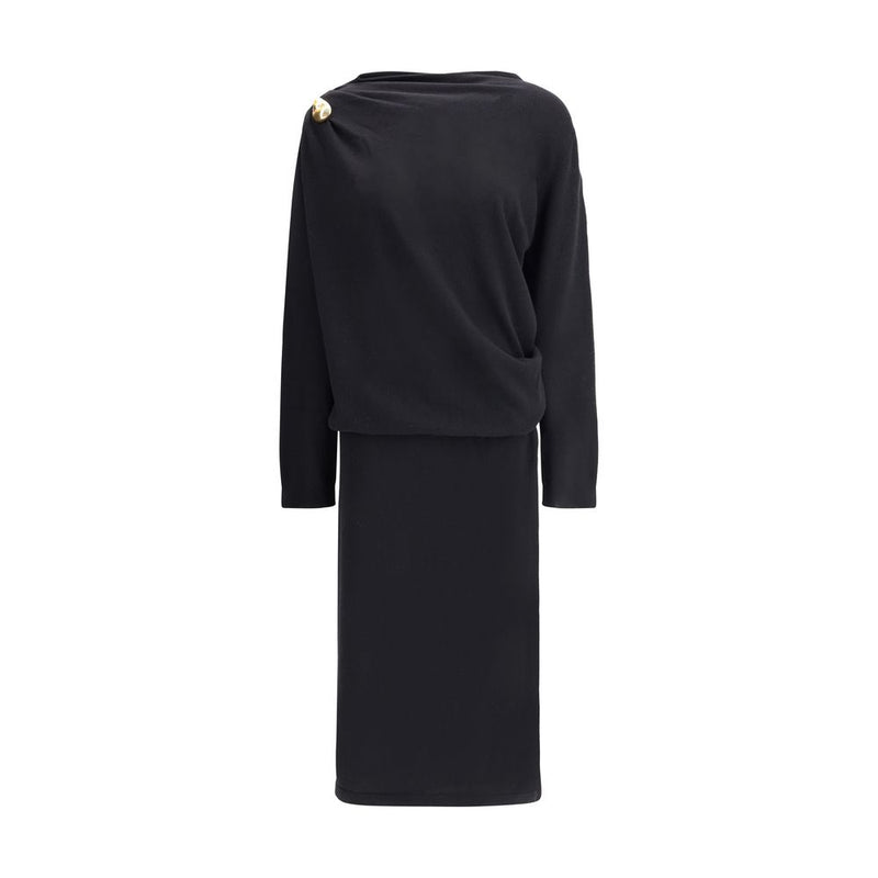 Black Fleece Wool Casual Dress