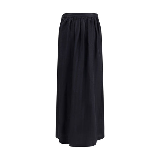 Black Fleece Wool Long Skirt