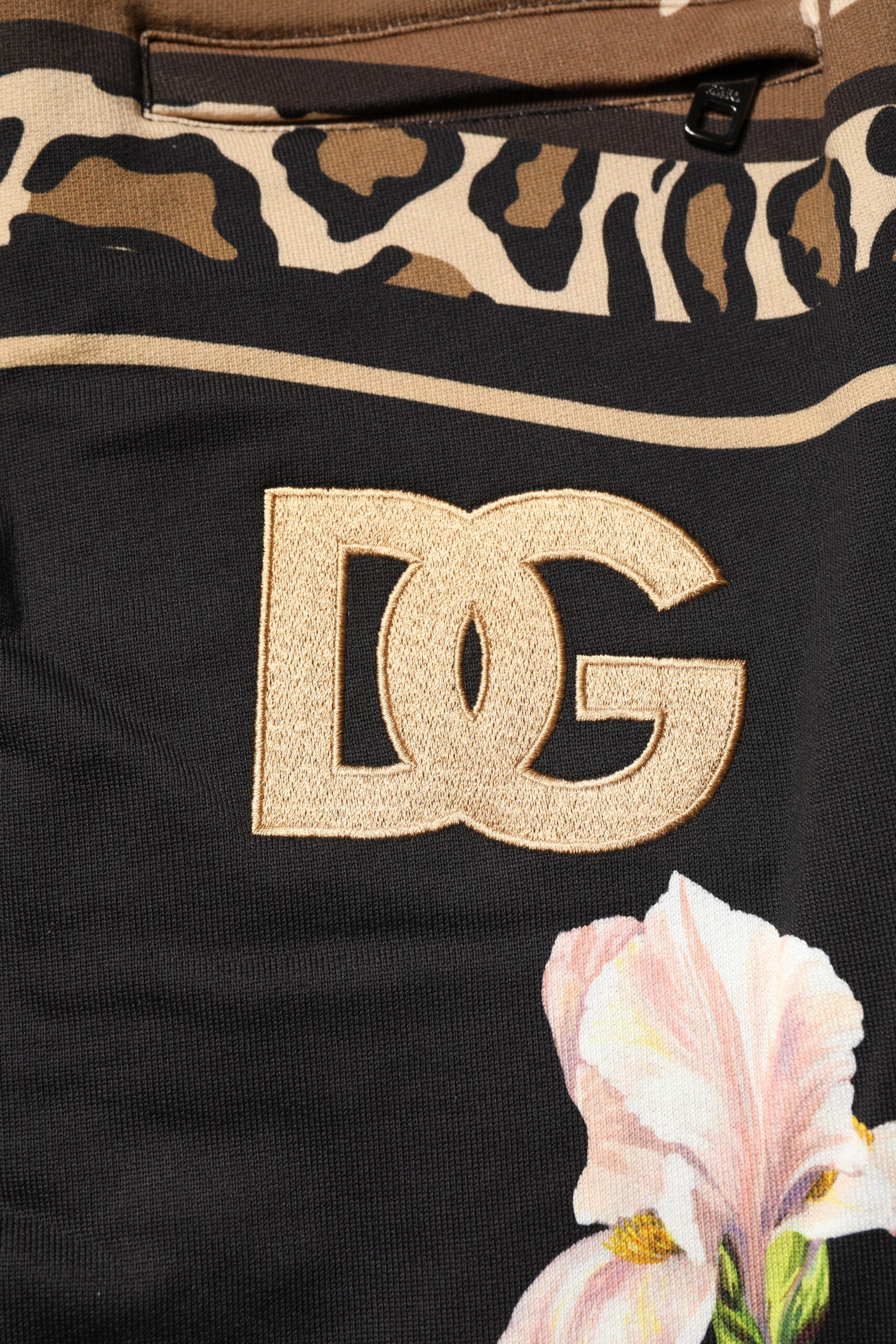 Black Floral Cotton Jogger Sweatpants Pants-Dolce & Gabbana-LabelTerrace.com