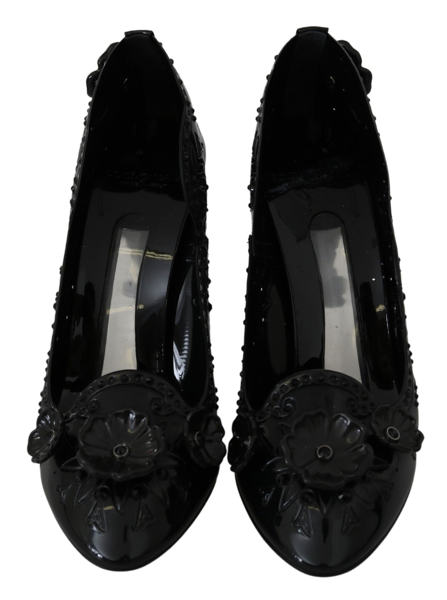 Black Floral Crystal CINDERELLA Heels Shoes-Dolce & Gabbana-LabelTerrace.com