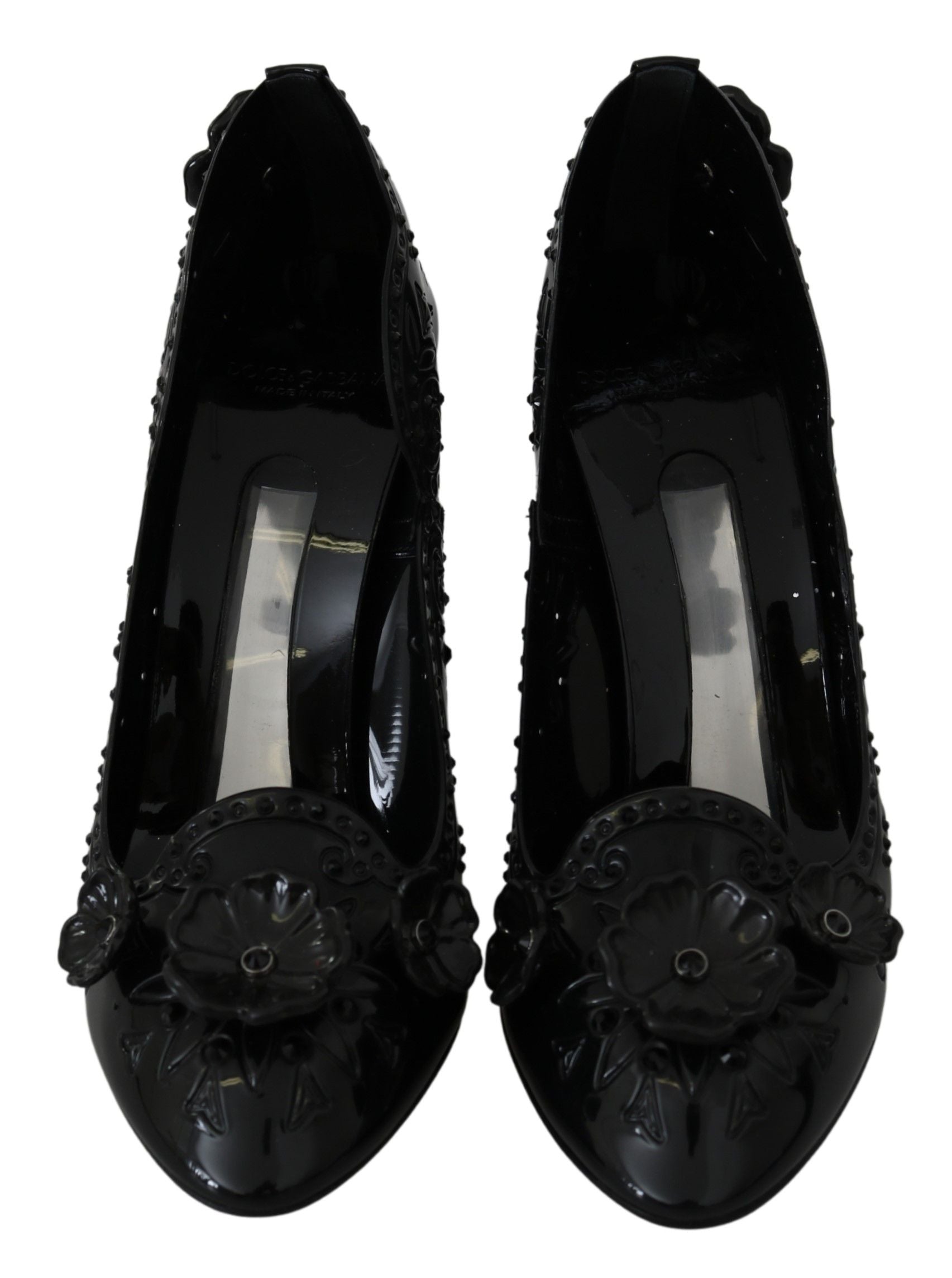 Black Floral Crystal CINDERELLA Heels Shoes-Dolce & Gabbana-LabelTerrace.com