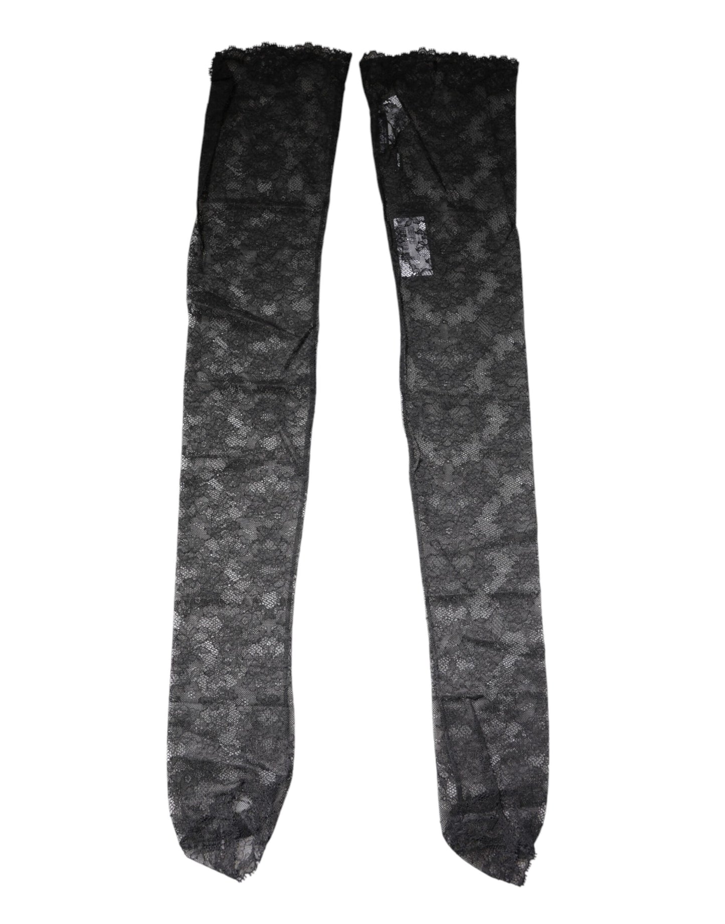 Black Floral Lace Cotton Stretch Stockings Socks-Dolce & Gabbana-LabelTerrace.com