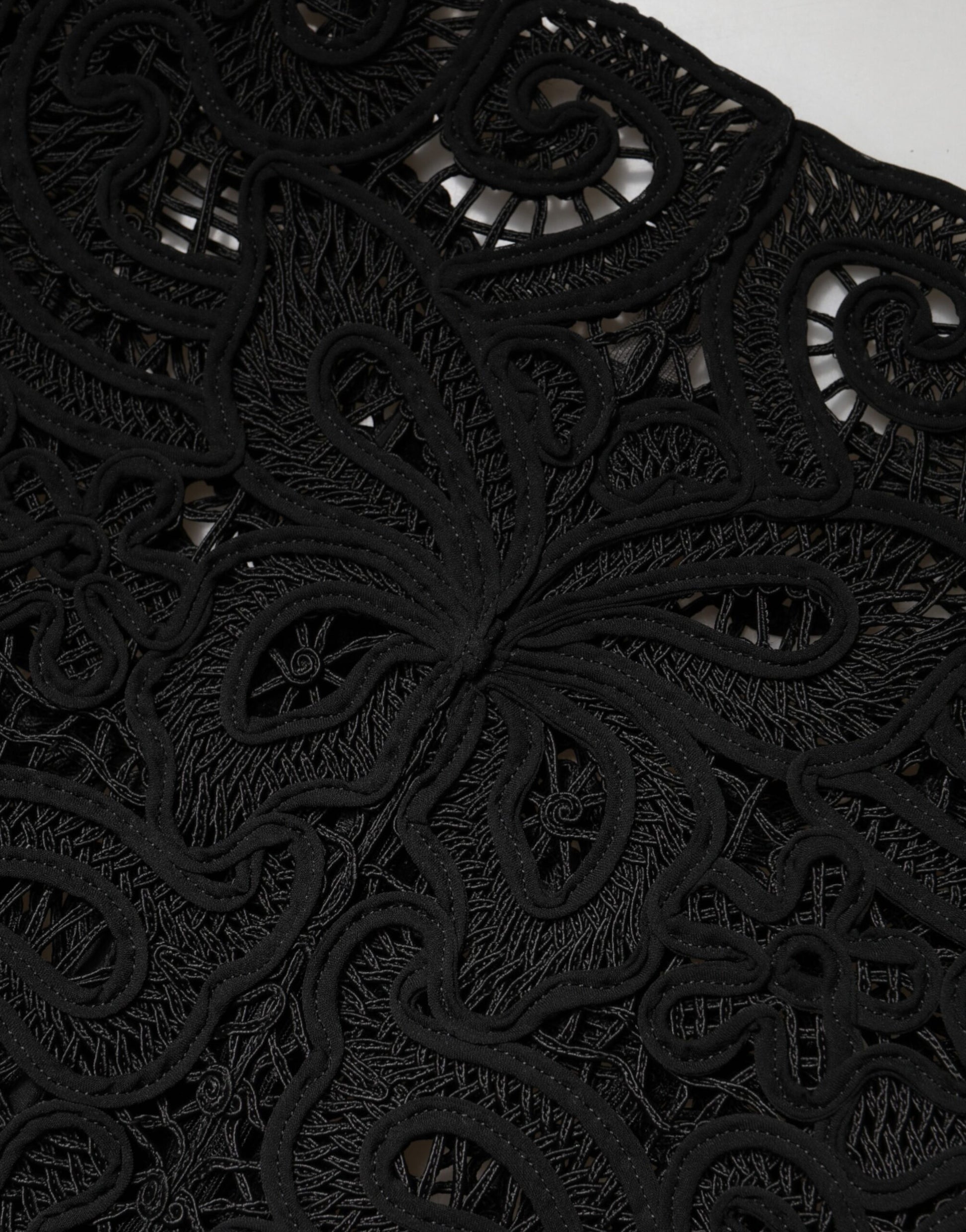 Black Floral Lace Cropped Coat Jacket