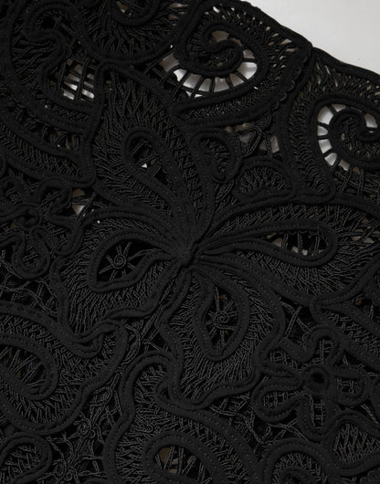 Black Floral Lace Cropped Coat Jacket