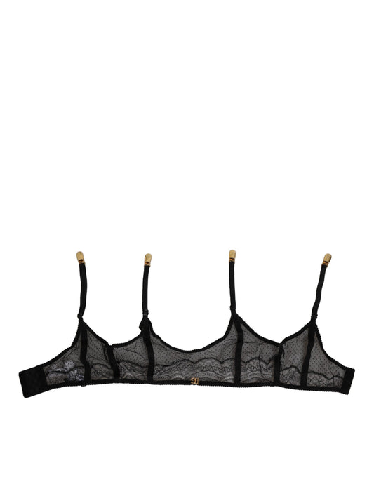 Black Floral Lace Nylon Strap Garter Underwear