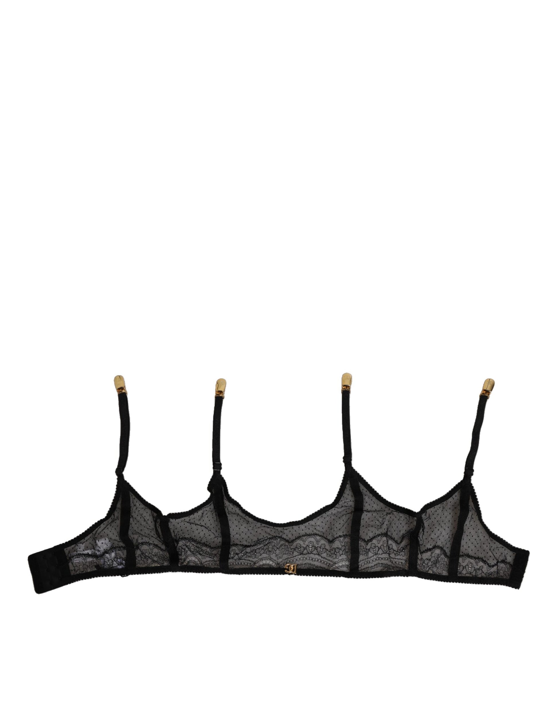 Black Floral Lace Nylon Strap Garter Underwear