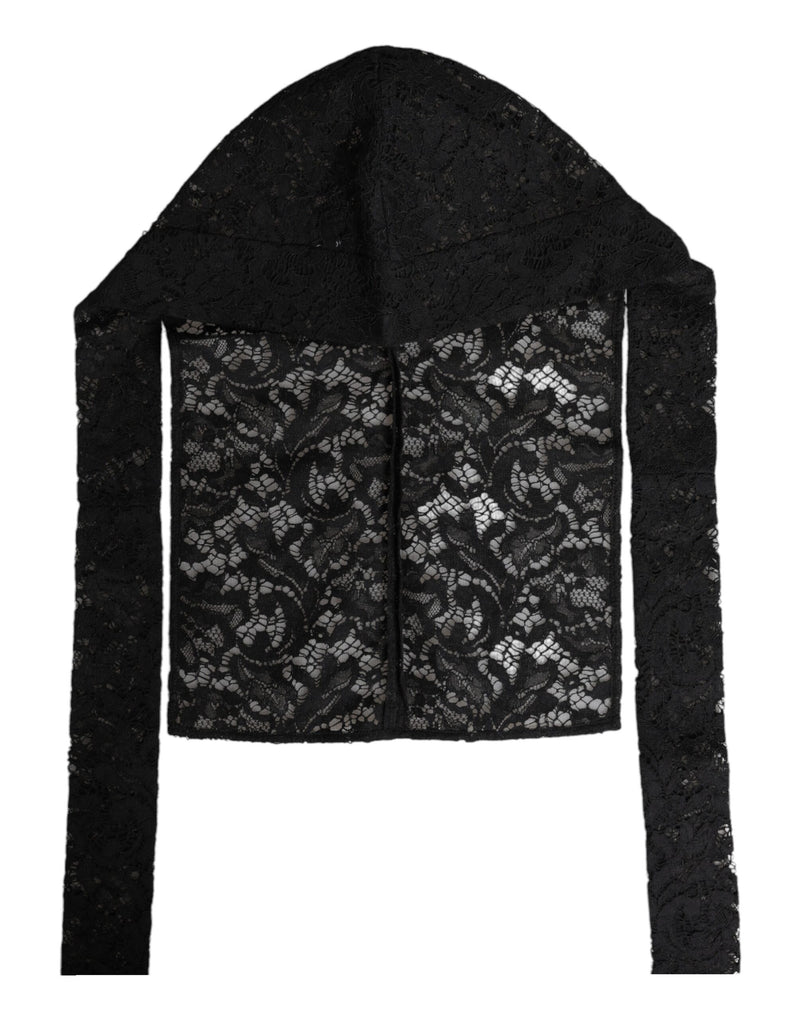 Black Floral Lace Whole Head Wrap Hat-Dolce & Gabbana-LabelTerrace.com
