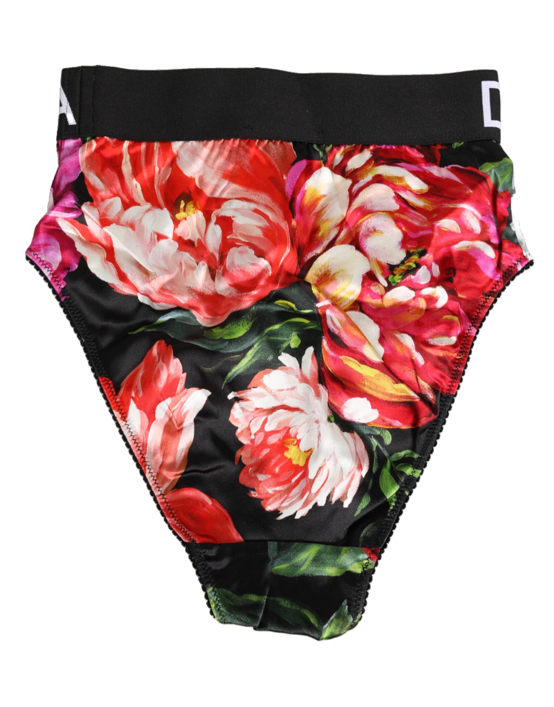 Black Floral Print High Waist Panty Underwear