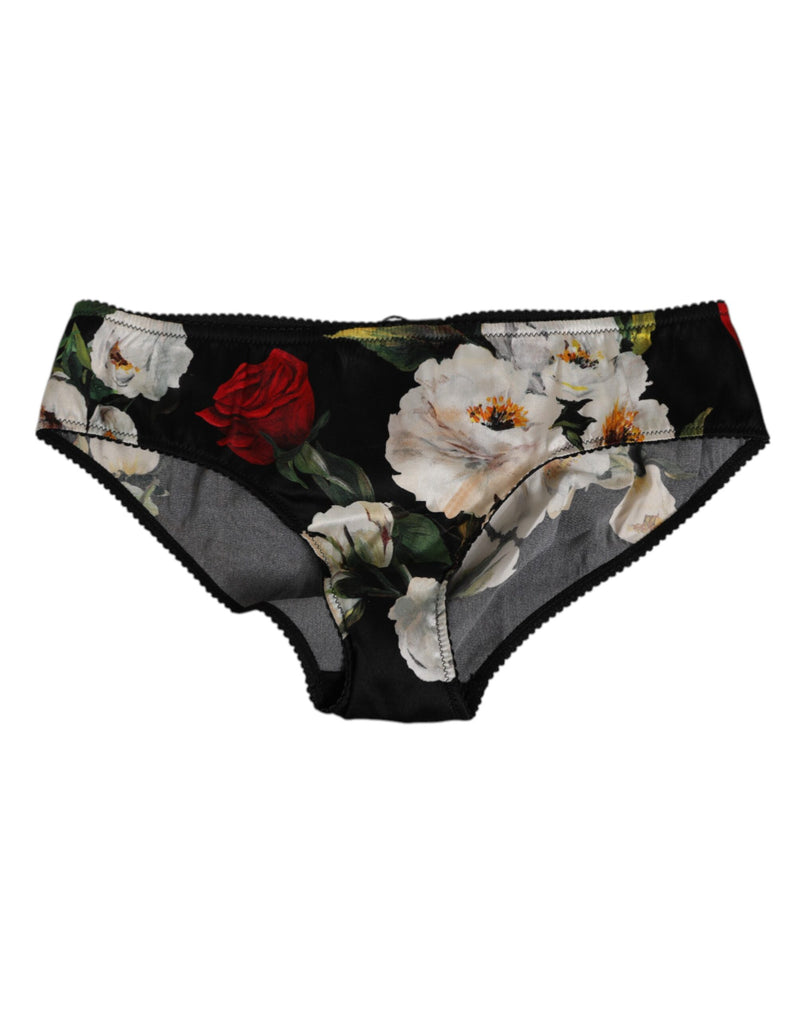 Black Floral Print Mid Waist Panty Underwear-Dolce & Gabbana-LabelTerrace.com