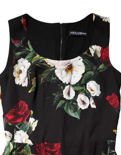Black Floral Print Sleeveless Sheath Dress-Dolce & Gabbana-LabelTerrace.com
