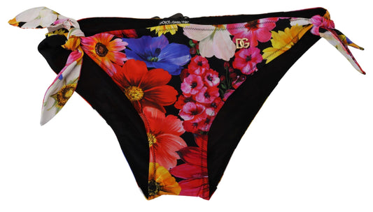 Black Floral Print Swimsuit Bikini Bottom Swimwear-Dolce & Gabbana-LabelTerrace.com