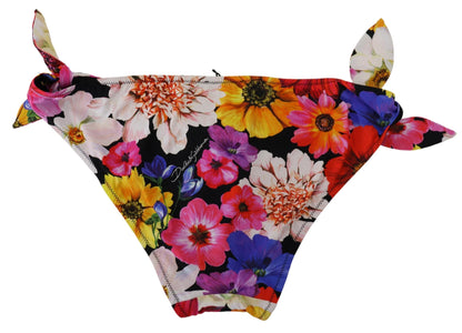 Black Floral Print Swimsuit Bikini Bottom Swimwear-Dolce & Gabbana-LabelTerrace.com