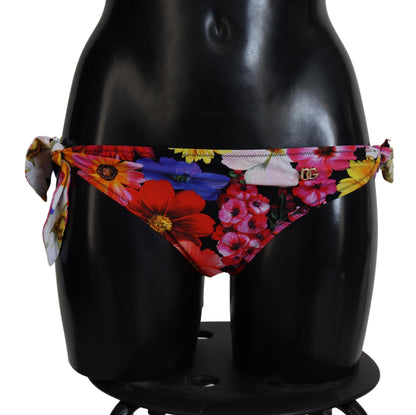 Black Floral Print Swimsuit Bikini Bottom Swimwear-Dolce & Gabbana-LabelTerrace.com