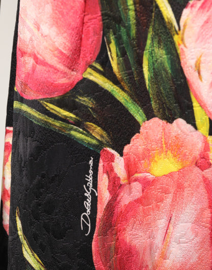 Black Floral Print Viscose A-line Mini Dress