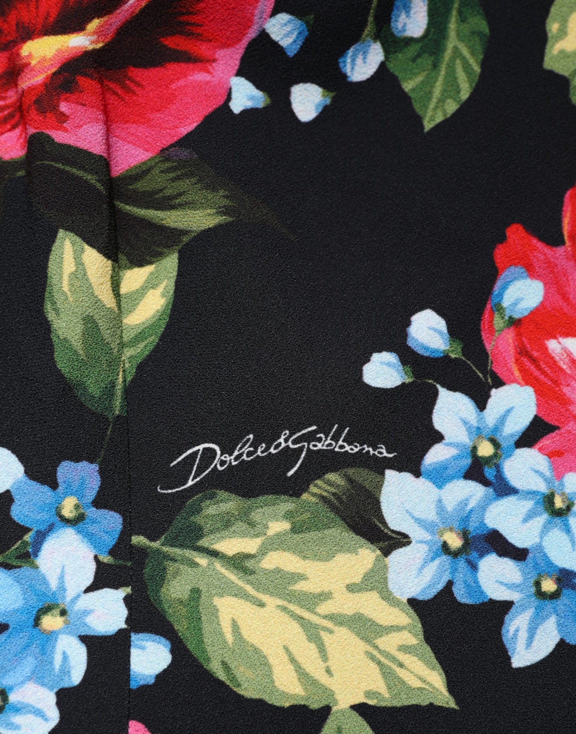 Black Floral Print Viscose Sheath Midi Dress