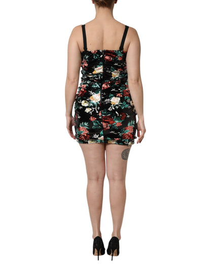 Black Floral Sequin Sleeveless Sheath Dress-Dolce & Gabbana-LabelTerrace.com