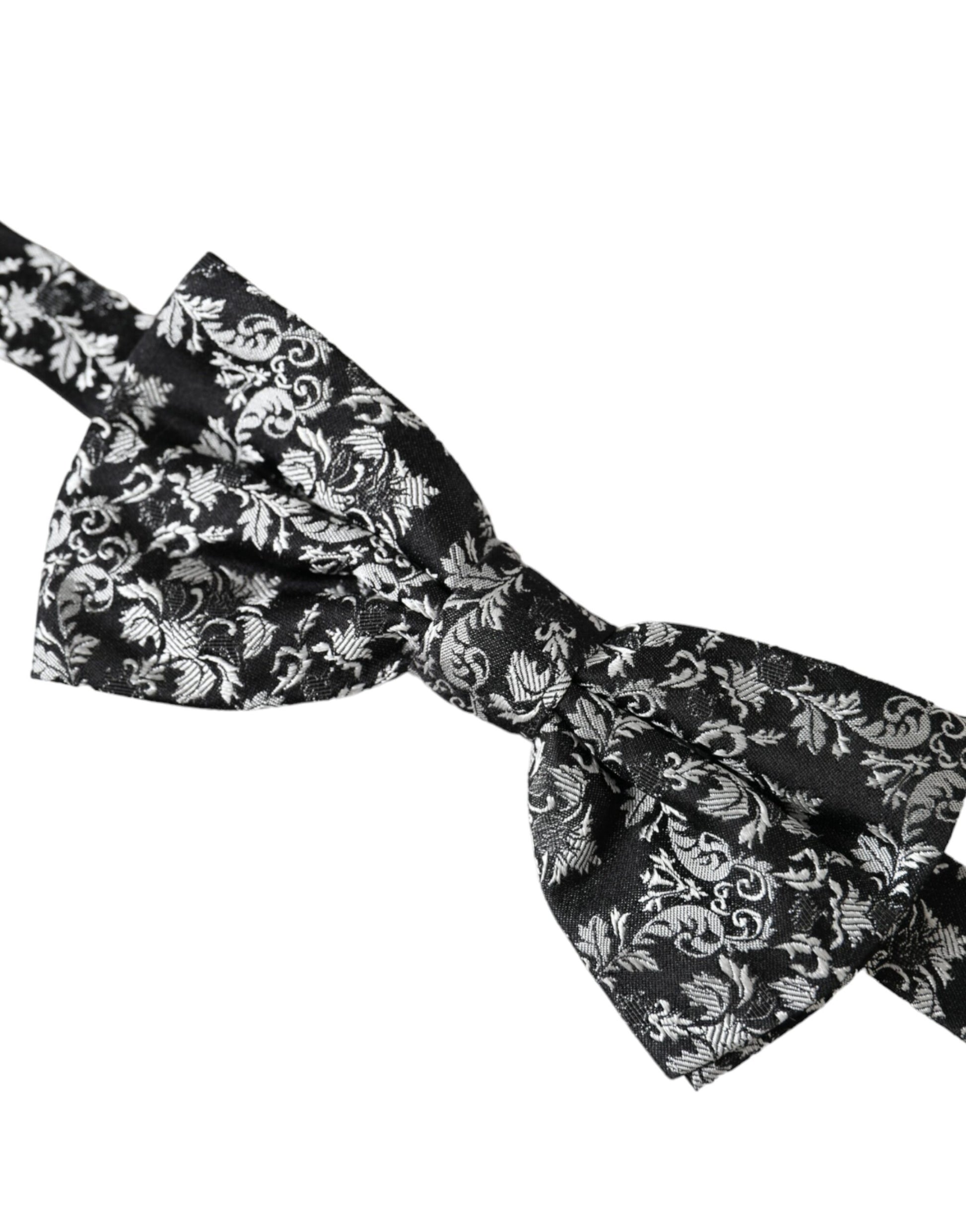 Black Floral Silk Adjustable Neck Men Bow Tie-Dolce & Gabbana-LabelTerrace.com