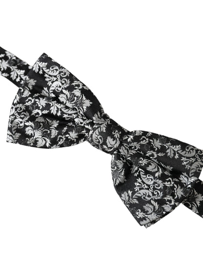Black Floral Silk Adjustable Neck Men Bow Tie-Dolce & Gabbana-LabelTerrace.com