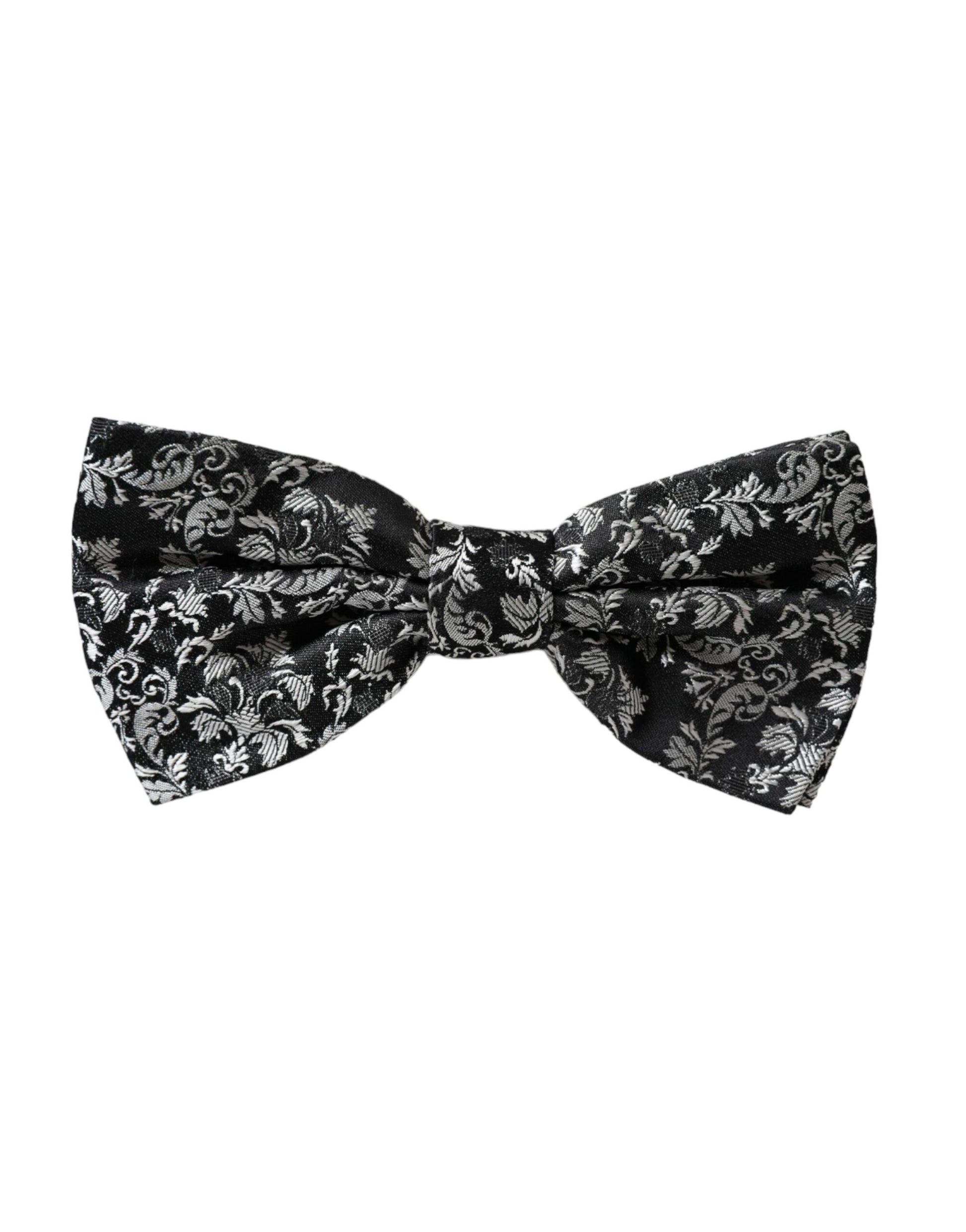 Black Floral Silk Adjustable Neck Men Bow Tie-Dolce & Gabbana-LabelTerrace.com