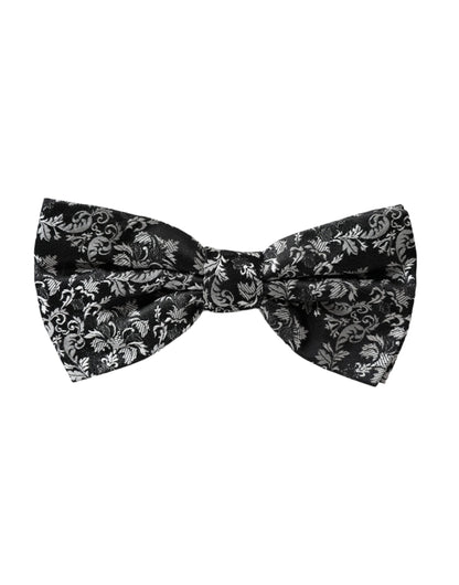 Black Floral Silk Adjustable Neck Men Bow Tie-Dolce & Gabbana-LabelTerrace.com