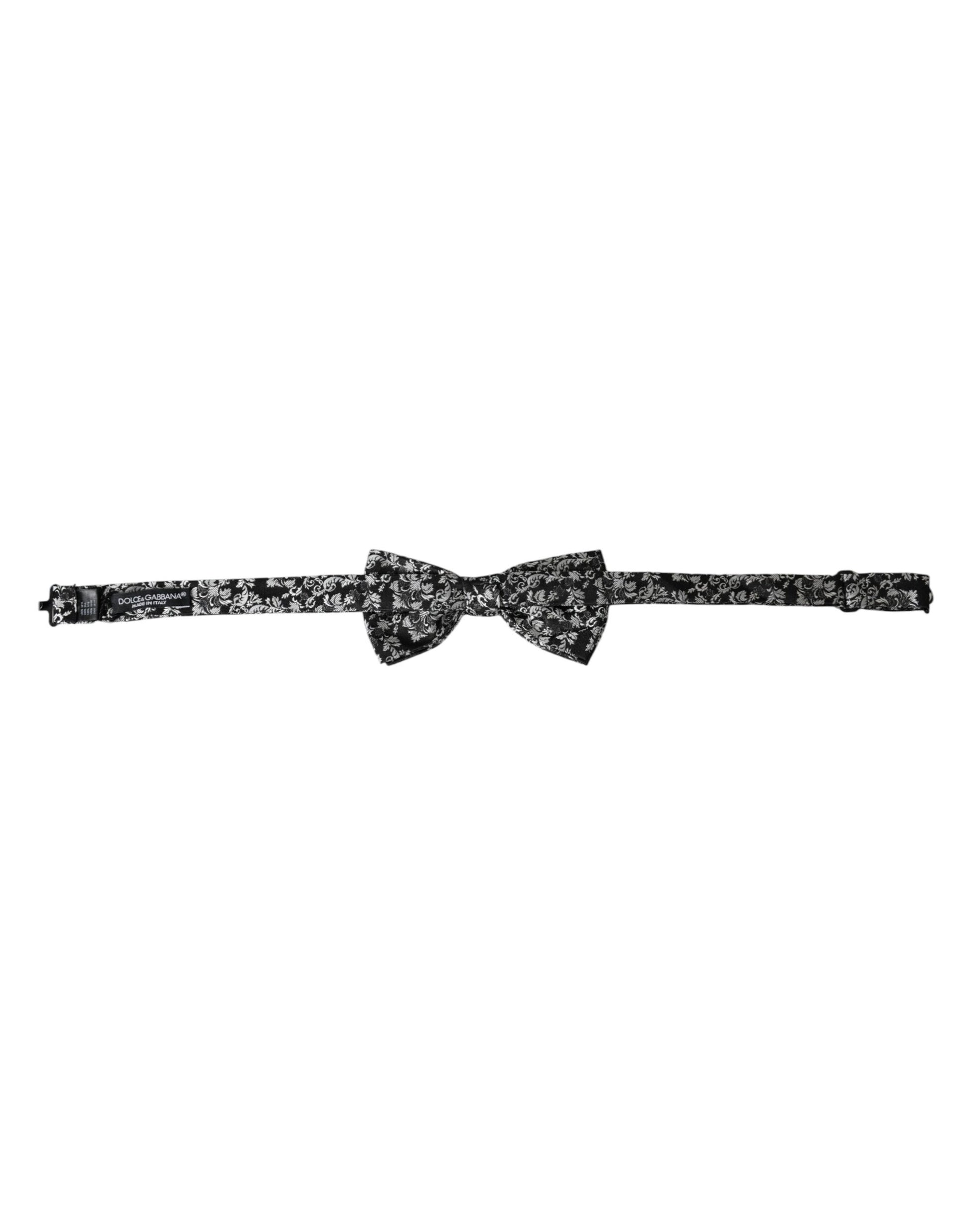 Black Floral Silk Adjustable Neck Men Bow Tie-Dolce & Gabbana-LabelTerrace.com