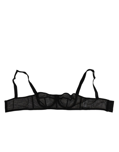 Black Floral Underwired Balconette Bra Underwear