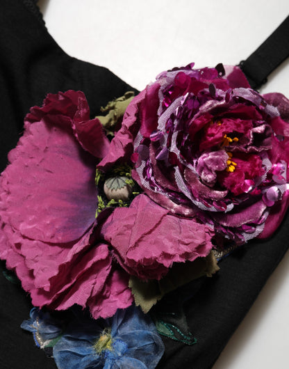 Black Flower Applqies Bodycon Sheath Dress