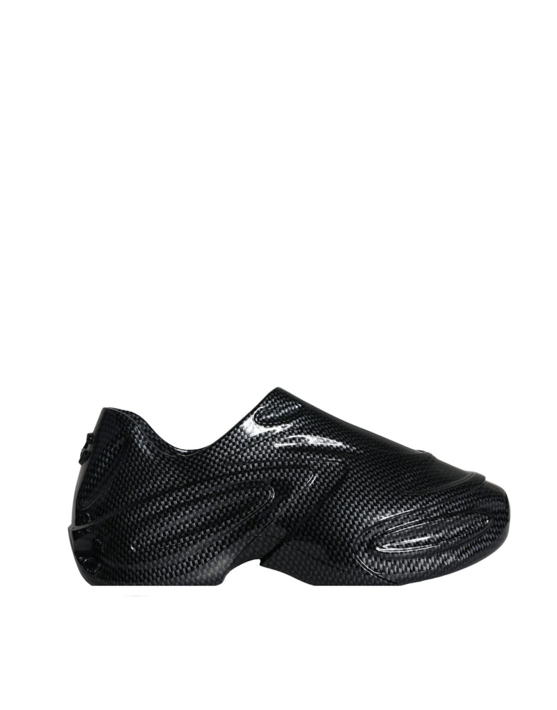 Black Foiled Rubber Toy Low Top Men Sneakers Shoes-Dolce & Gabbana-LabelTerrace.com