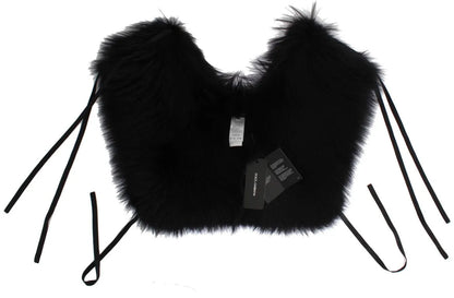 Black Fox Fur Shoulder Wrap Cover Collar Scarf-Dolce & Gabbana-LabelTerrace.com