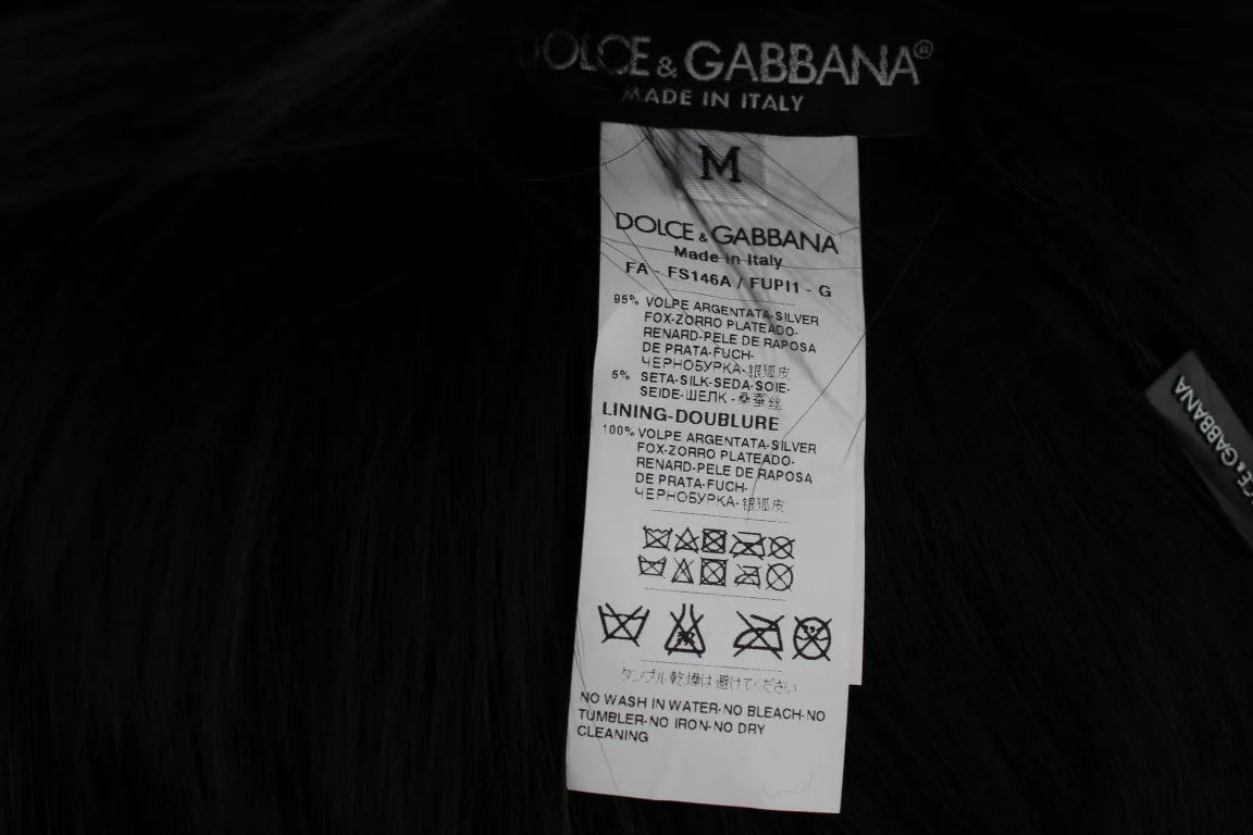 Black Fox Fur Shoulder Wrap Cover Collar Scarf-Dolce & Gabbana-LabelTerrace.com