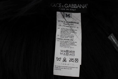 Black Fox Fur Shoulder Wrap Cover Collar Scarf-Dolce & Gabbana-LabelTerrace.com