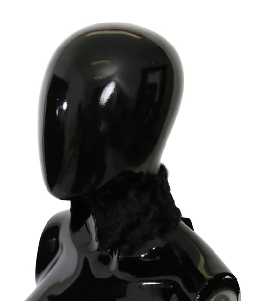 Black Fur Neck Collar Wrap Lambskin Scarf-Dolce & Gabbana-LabelTerrace.com