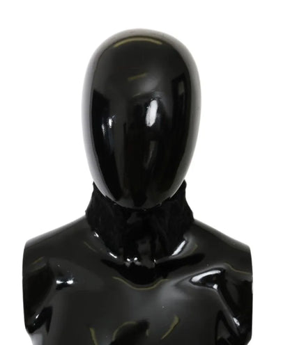 Black Fur Neck Collar Wrap Lambskin Scarf-Dolce & Gabbana-LabelTerrace.com