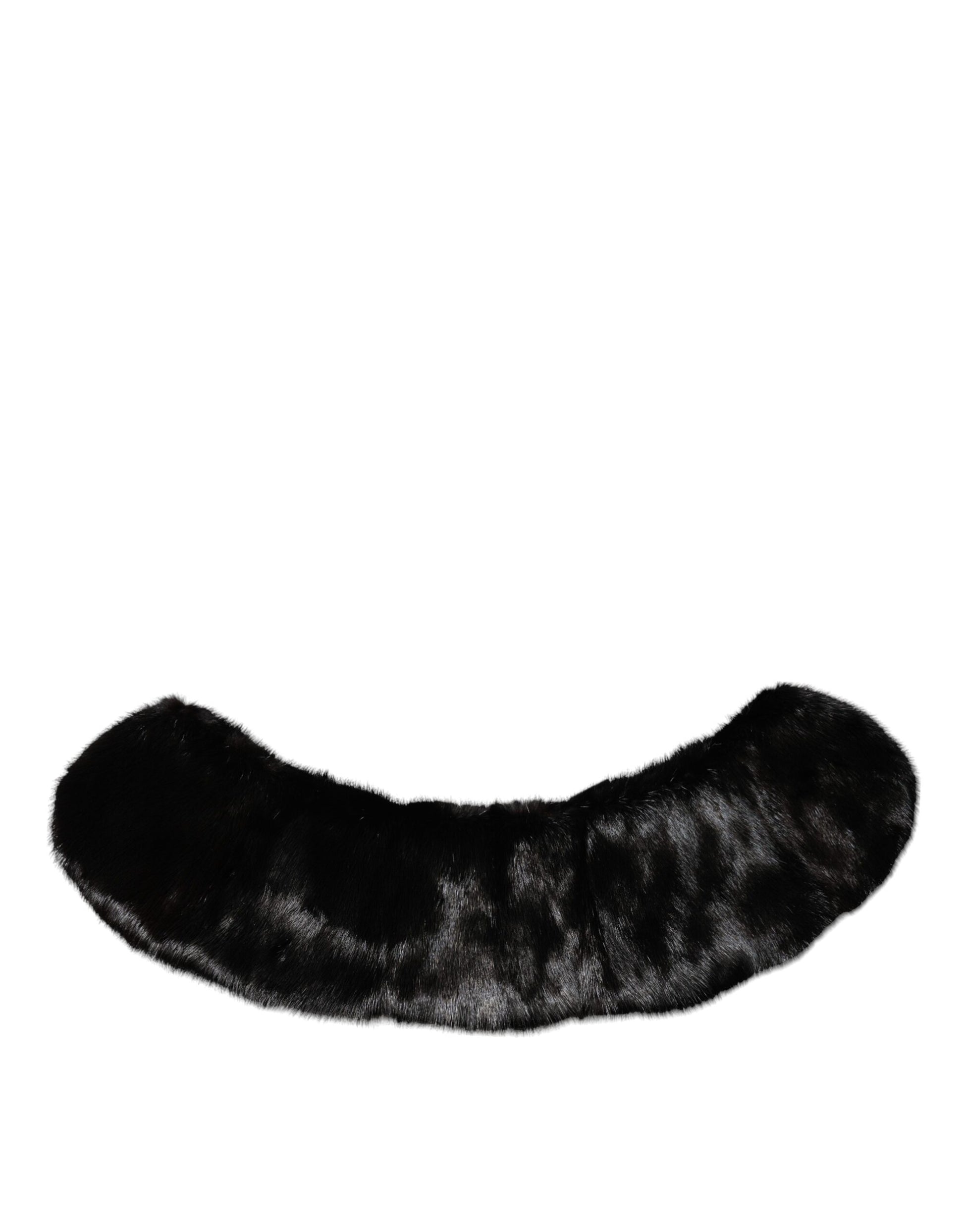 Black Fur Shawl Neck Wrap Cover Collar Scarf-Dolce & Gabbana-LabelTerrace.com