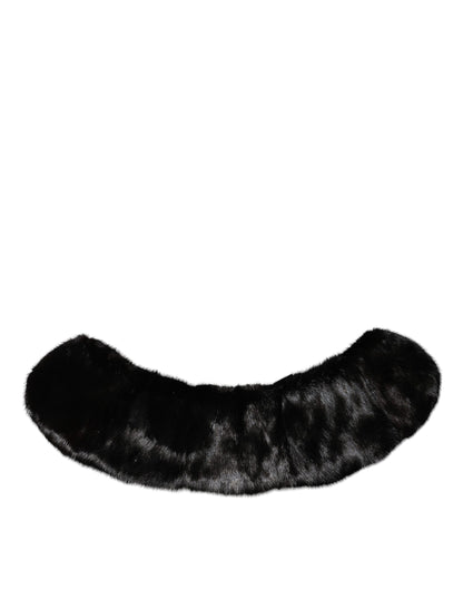 Black Fur Shawl Neck Wrap Cover Collar Scarf-Dolce & Gabbana-LabelTerrace.com