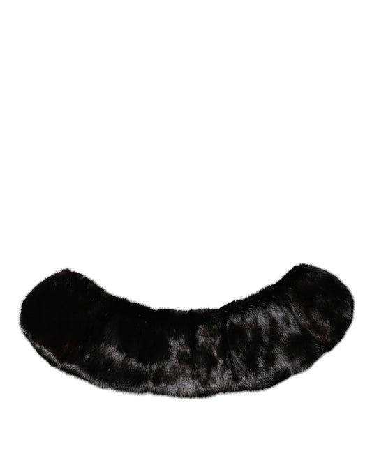 Black Fur Shawl Neck Wrap Cover Collar Scarf-Dolce & Gabbana-LabelTerrace.com