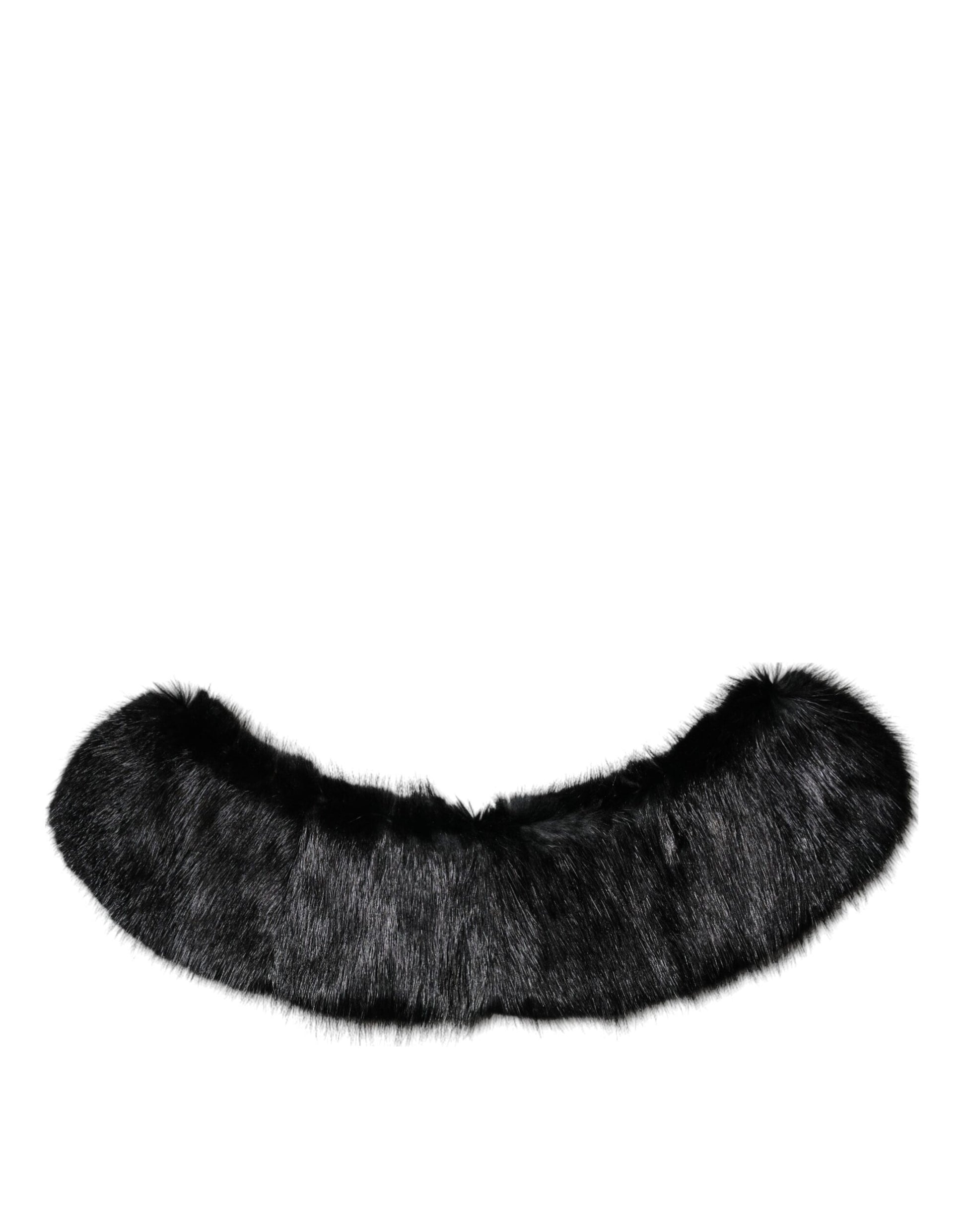 Black Fur Shawl Neck Wrap Cover Collar Scarf-Dolce & Gabbana-LabelTerrace.com