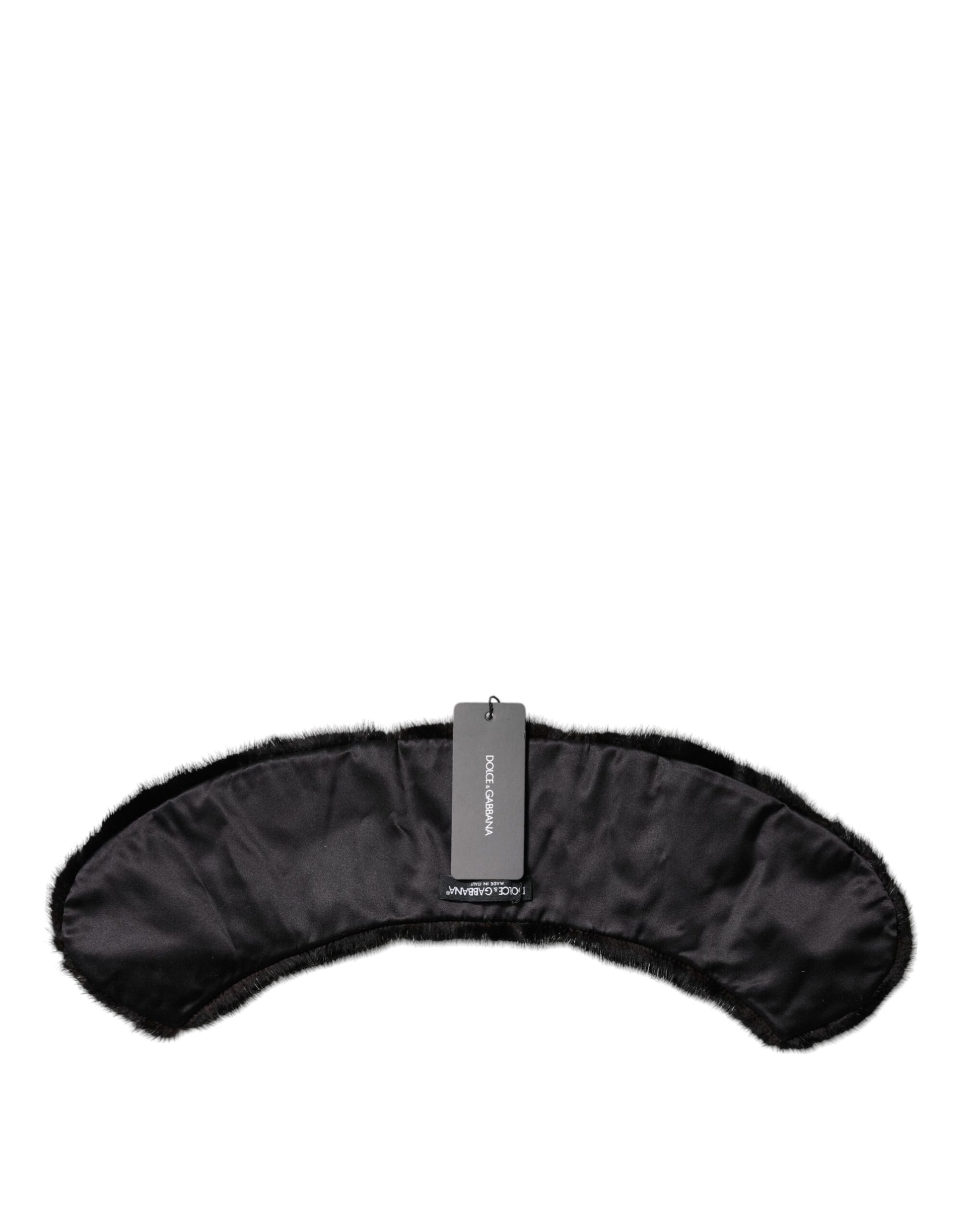 Black Fur Shawl Neck Wrap Cover Collar Scarf-Dolce & Gabbana-LabelTerrace.com