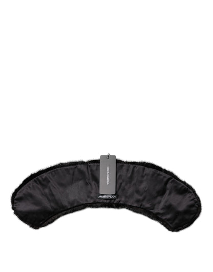 Black Fur Shawl Neck Wrap Cover Collar Scarf-Dolce & Gabbana-LabelTerrace.com