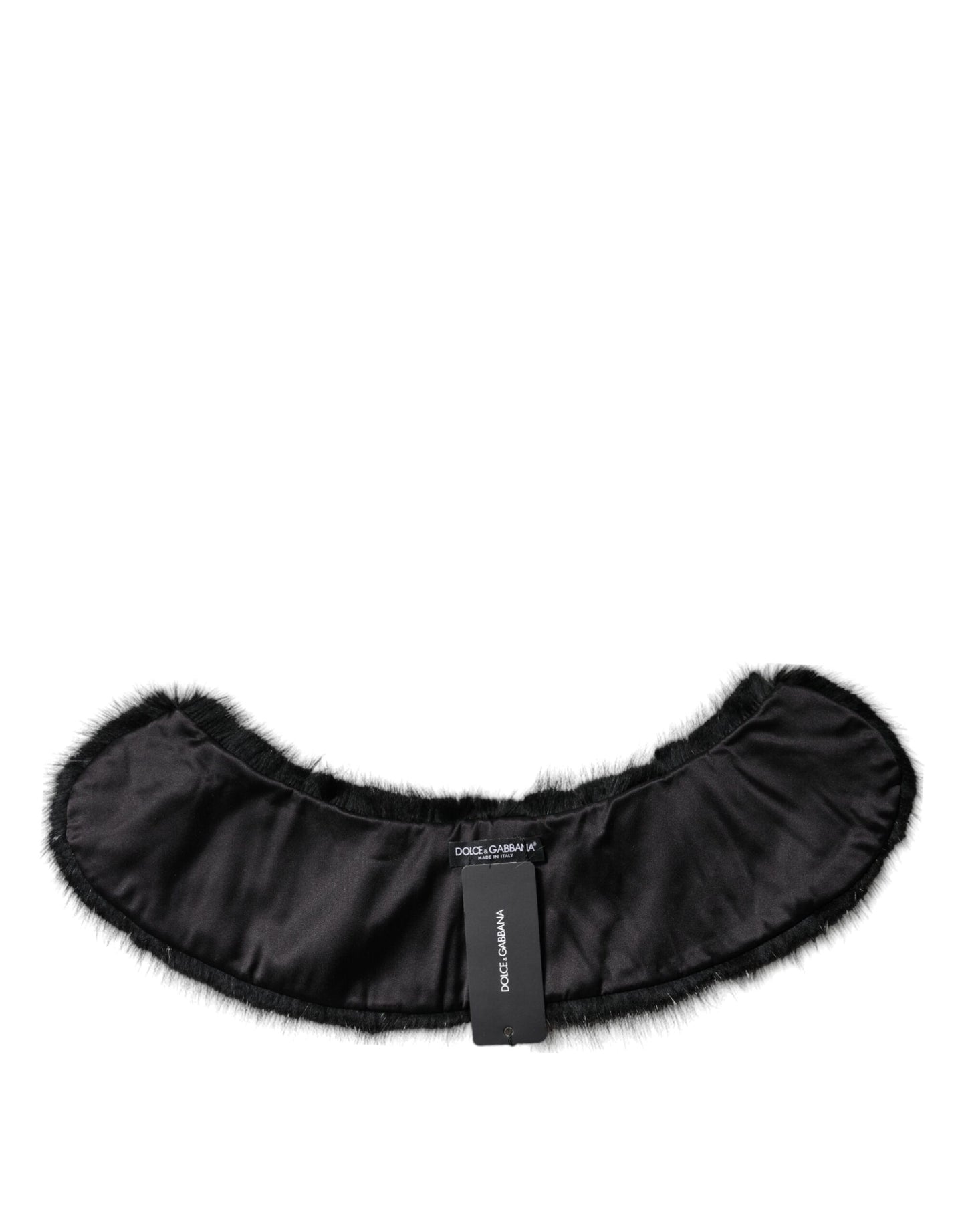 Black Fur Shawl Neck Wrap Cover Collar Scarf-Dolce & Gabbana-LabelTerrace.com