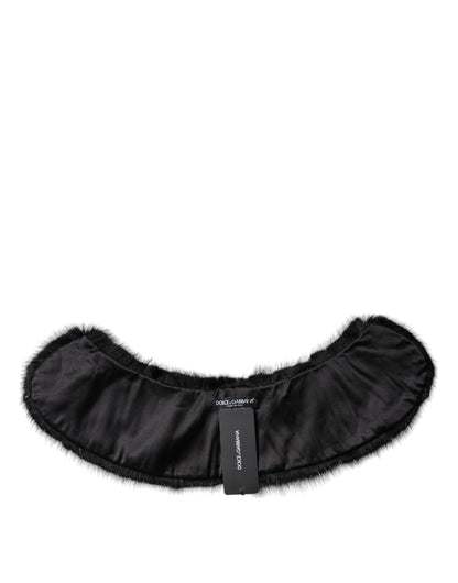 Black Fur Shawl Neck Wrap Cover Collar Scarf-Dolce & Gabbana-LabelTerrace.com