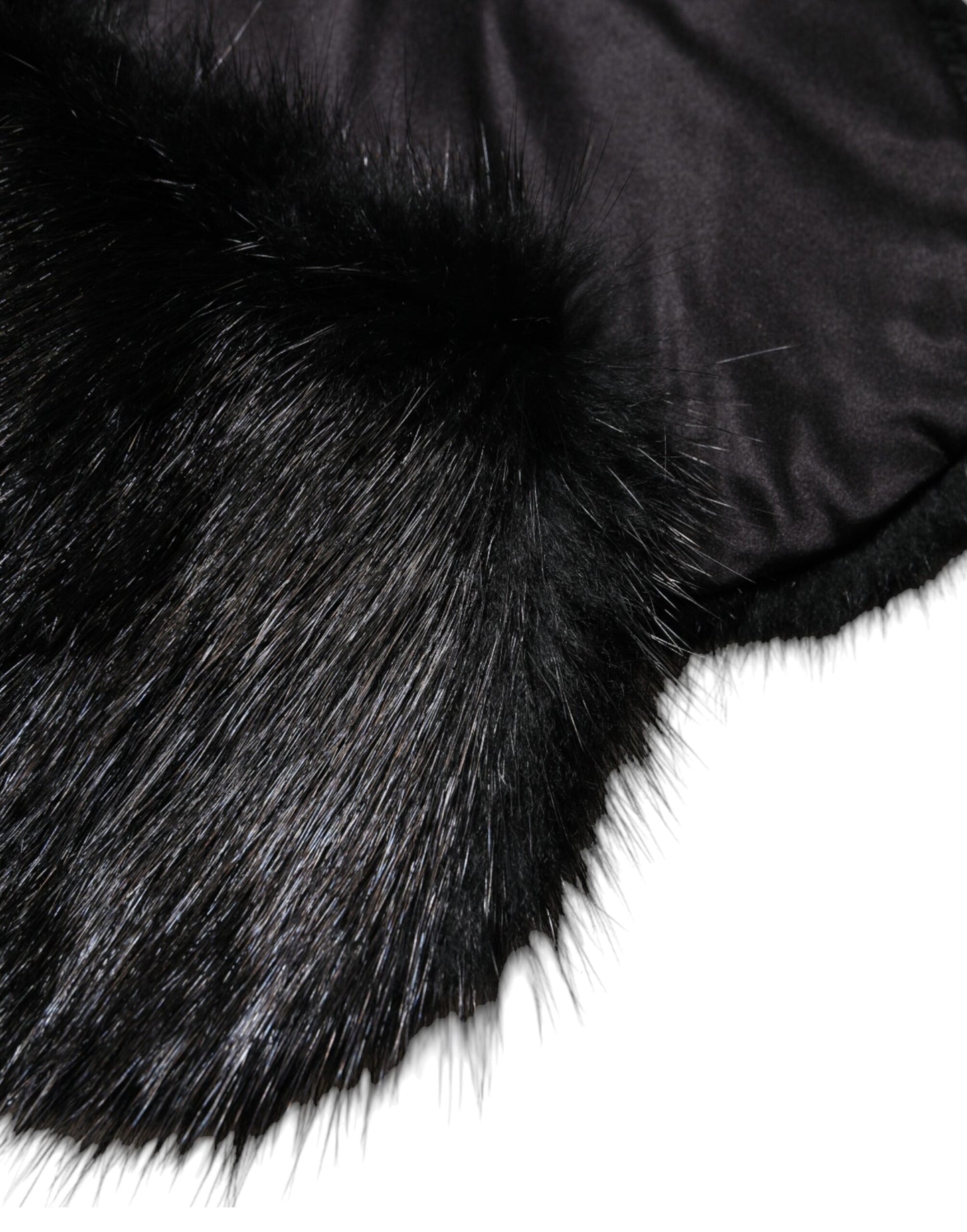Black Fur Shawl Neck Wrap Cover Collar Scarf-Dolce & Gabbana-LabelTerrace.com