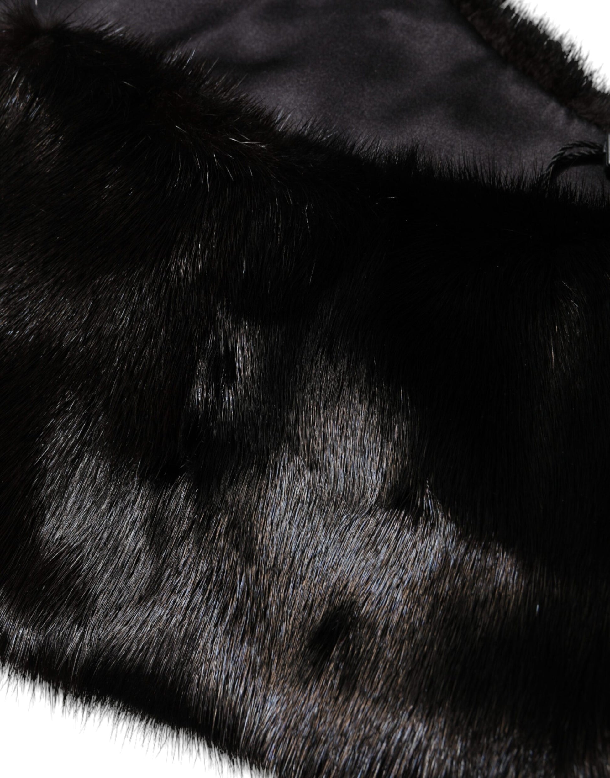 Black Fur Shawl Neck Wrap Cover Collar Scarf-Dolce & Gabbana-LabelTerrace.com